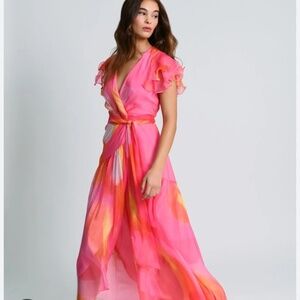 Stunning NWT Hutch Zola Dress M Pink Brushstroke